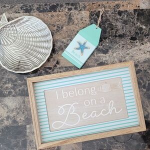 Beach Themed Wall Art with Striped Design